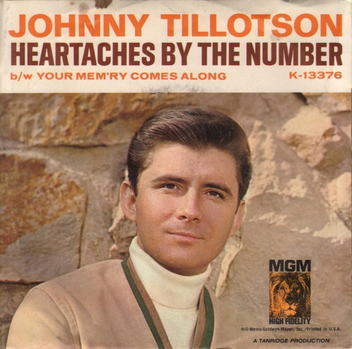 Johnny Tillotson - Heartaches By The Number / Your Mem'ry Comes Along - MGM Records, MGM Records - K13376, K-13376 - 7" 1171478426