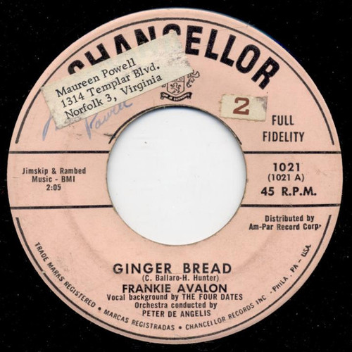 Frankie Avalon - Ginger Bread - Chancellor - 1021 - 7" 1171549053