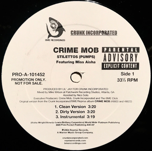 Crime Mob Featuring Miss Aisha - Stilletos (Pumps) (12", Promo)