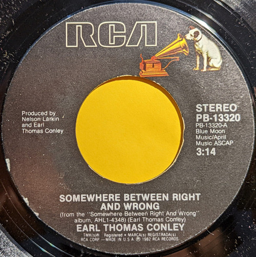 Earl Thomas Conley - Somewhere Between Right And Wrong - RCA Victor - PB-13320 - 7", Single, Styrene 1171578231
