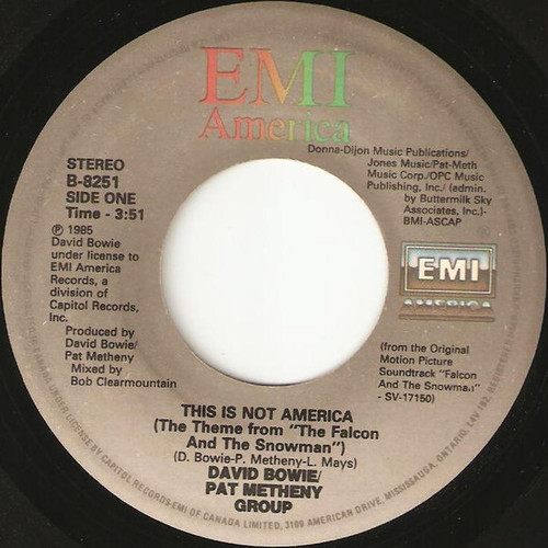 David Bowie / Pat Metheny Group - This Is Not America - EMI America - B-8251 - 7", Single 1171924868
