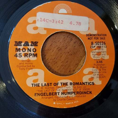 Engelbert Humperdinck - The Last Of The Romantics (7", Single, Mono, Promo)