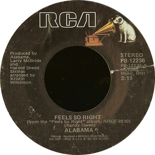 Alabama - Feels So Right - RCA - PB-12236 - 7", Single, All 1171949853