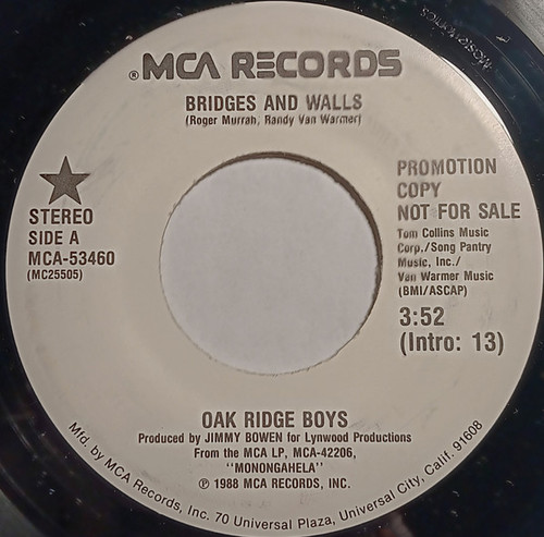 The Oak Ridge Boys - Bridges And Walls (7", Promo)