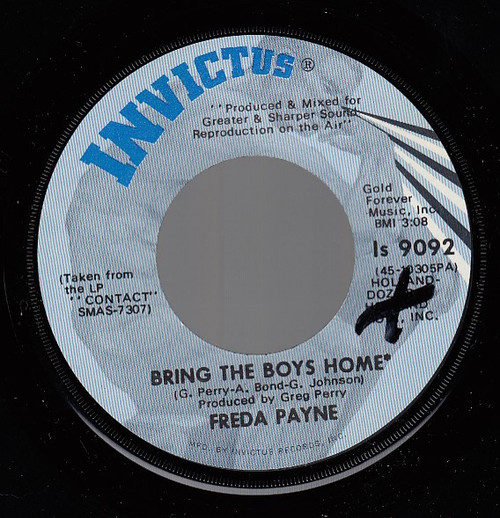 Freda Payne - Bring The Boys Home / I Shall Not Be Moved - Invictus - Is 9092 - 7", Single, Scr 1171950795