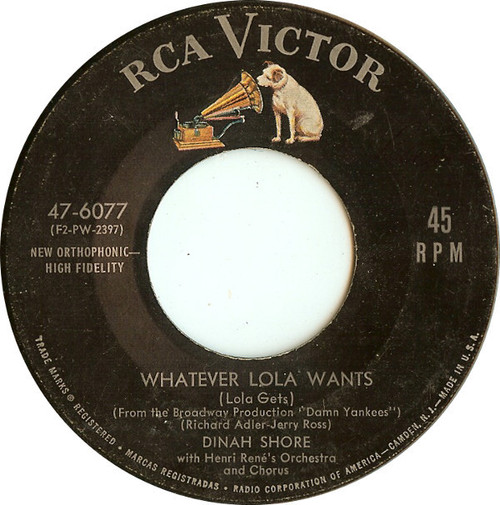 Dinah Shore - Whatever Lola Wants (Lola Gets) / Church Twice On Sunday - RCA Victor - 47-6077 - 7" 1173056185