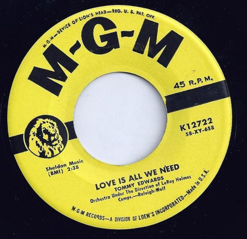 Tommy Edwards - Love Is All We Need / Mr. Music Man - MGM Records - K12722 - 7", Single 1174083355