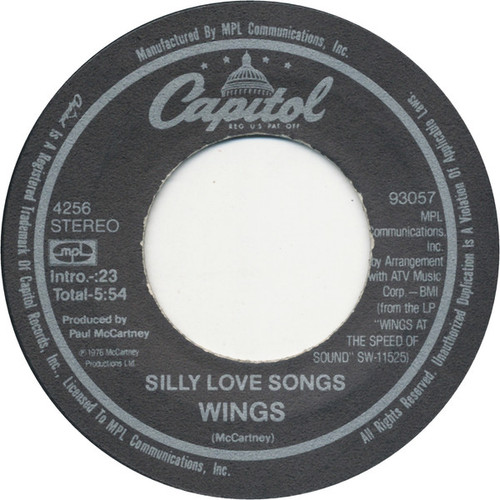 Wings (2) - Silly Love Songs / Cook Of The House - Capitol Records, MPL (2) - 4256 - 7", Single, RE, Jac 1174089290