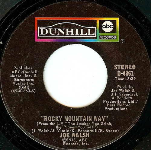 Joe Walsh - Rocky Mountain Way - ABC/Dunhill Records - D-4361 - 7", Single, Styrene, Pit 1176941971