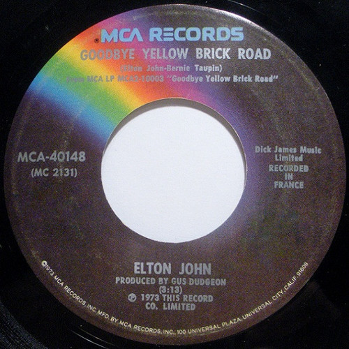 Elton John - Goodbye Yellow Brick Road (7", Single, Glo)