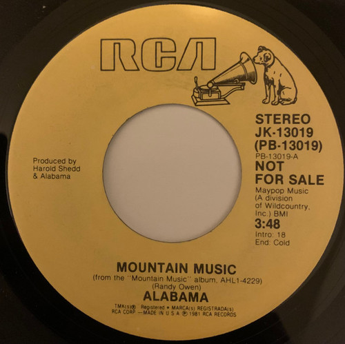 Alabama - Mountain Music (7", Single, Promo)