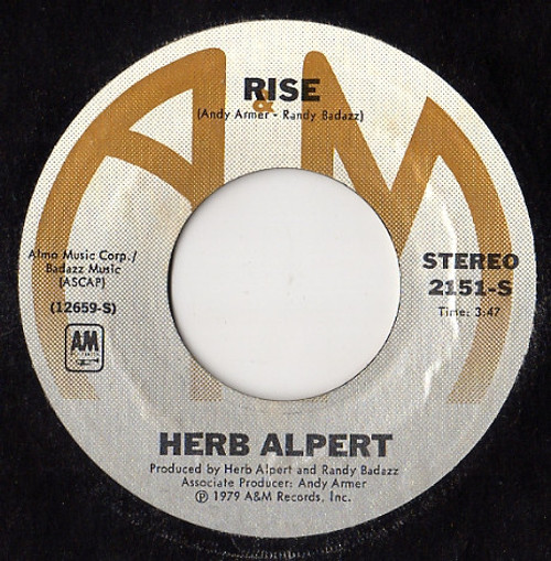 Herb Alpert - Rise - A&M Records - 2151-S - 7", Single, Styrene, Pit 1176990706