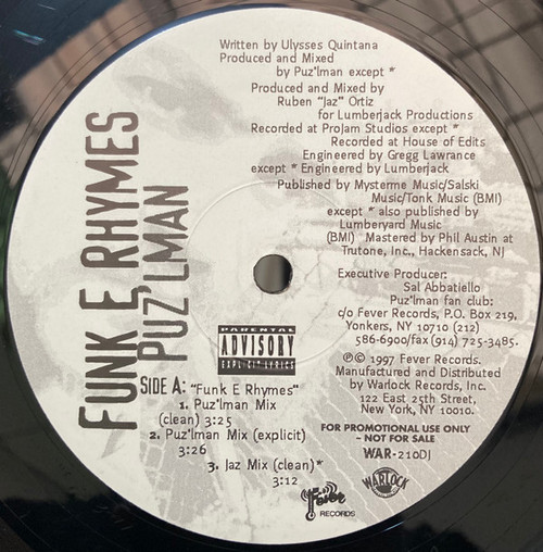 Puz'lman - Funk E Rhymes / We Don't Stop (12", Maxi)