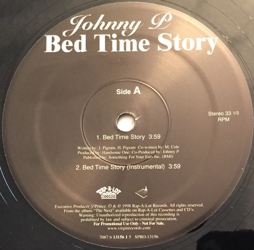 Johnny P* - Bed Time Story (12", Single, Promo)