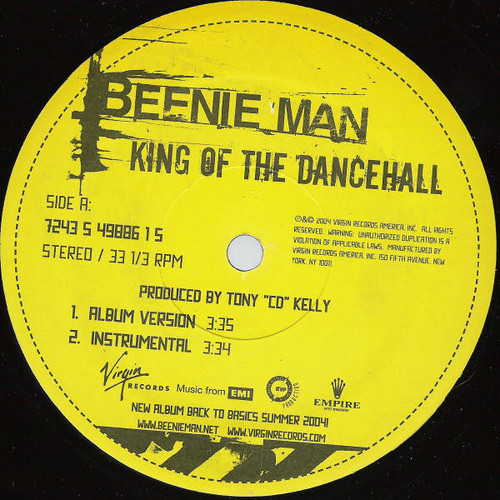 Beenie Man - King Of The Dancehall - Virgin Records America, Inc. - 7243 5 49886 1 5 - 12" 1180184943