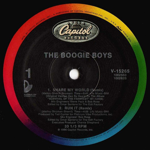 Boogie Boys - Share My World / Run It - Capitol Records - V-15265 - 12" 1180542612