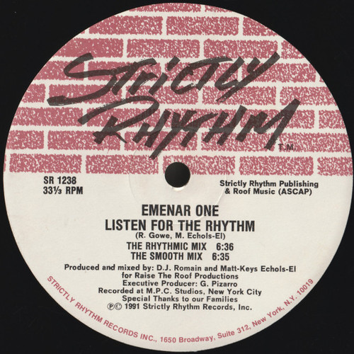 Emenar One - Listen For The Rhythm / Get Your Thang Together - Strictly Rhythm - SR 1238 - 12" 1180560179