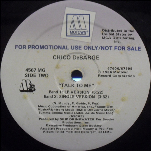 Chico DeBarge - Talk To Me - Motown - 4567 MG - 12", Promo 1181283876