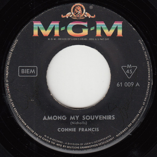Connie Francis - Among My Souvenirs (7", Single)