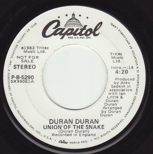 Duran Duran - Union Of The Snake - Capitol Records - P-B-5290 - 7", Single, Promo 1184345150
