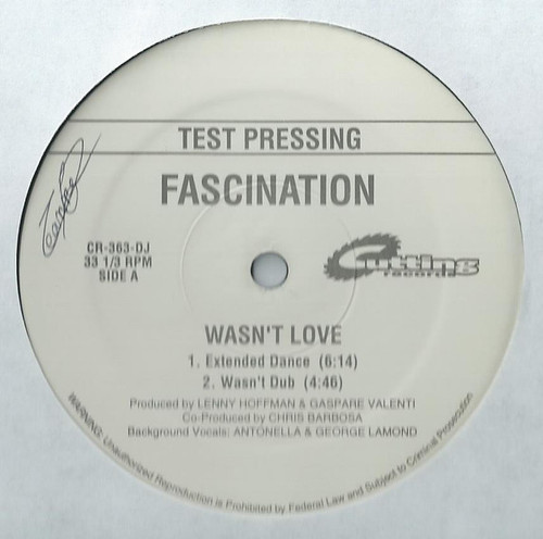 Fascination - Wasn't Love - Cutting Records - CR-363-DJ - 12", TP 1186127442