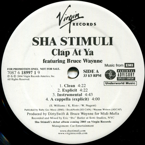 Sha Stimuli - Clap At Ya (12", Promo)