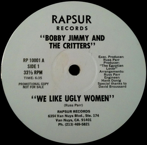 Bobby Jimmy And The Critters - We Like Ugly Women (12", Promo)
