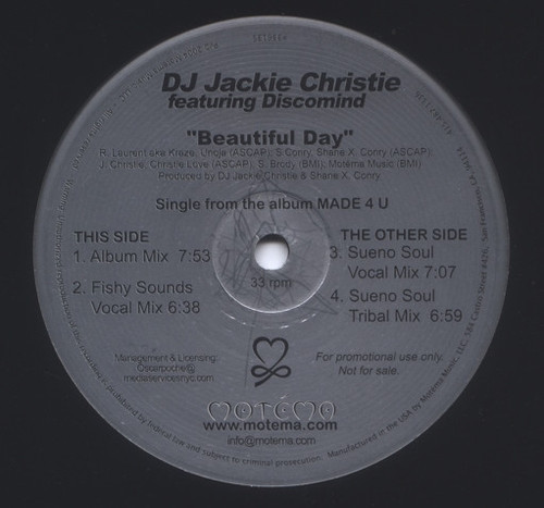 DJ Jackie Christie* Featuring Discomind - Beautiful Day (12", Promo)