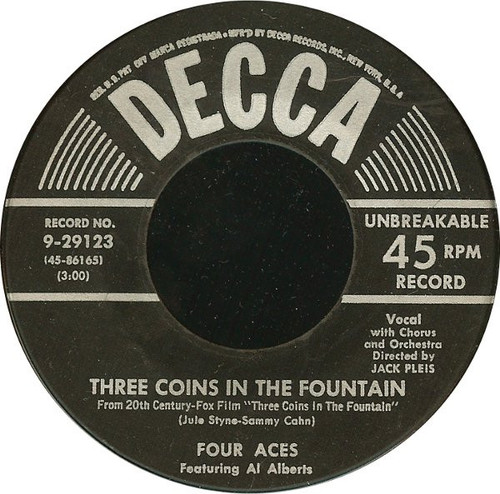 The Four Aces - Three Coins In The Fountain - Decca - 9-29123 - 7", Ric 1190424004