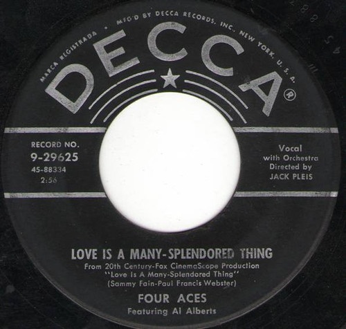 The Four Aces Featuring Al Alberts - Love Is A Many-Splendored Thing / Shine On Harvest Moon - Decca - 9-29625 - 7", Single, Ric 1190434640