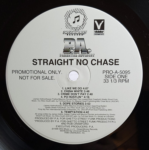 Parental Advisory - Straight No Chase - DreamWorks Records - PRO-A-5095 - LP, Promo 1190810251