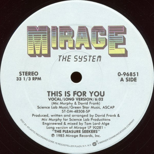 The System - This Is For You (12", Maxi)