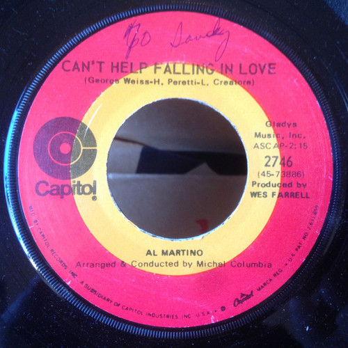 Al Martino - Can't Help Falling In Love - Capitol Records - 2746 - 7" 1191600460