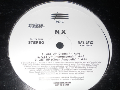 NX - Get Up / Remember Me - Ruthless Records - EAS 3112 - 12", Promo 1191617454