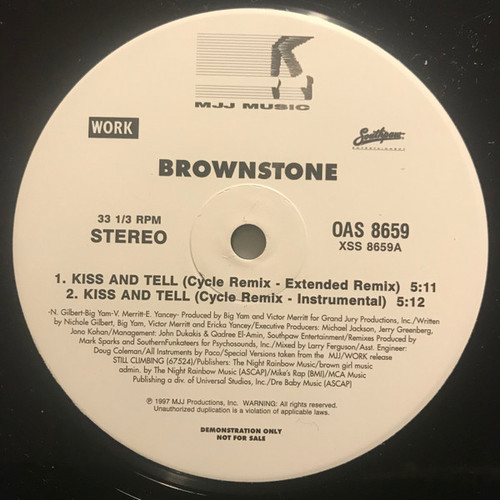 Brownstone - Kiss And Tell - MJJ Music - OAS 8659 - 12", Promo 1191962316