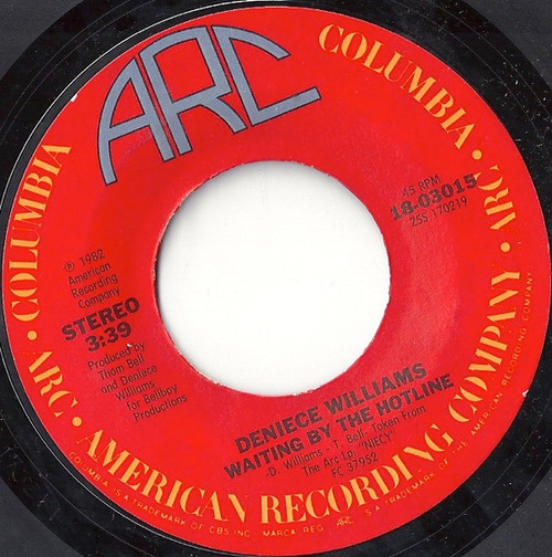 Deniece Williams - Waiting By The Hotline - ARC (3), Columbia - 18-03015 - 7", Single 1192022987