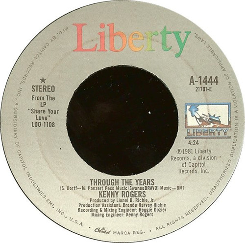 Kenny Rogers - Through The Years - Liberty - A-1444 - 7", Jac 1195929602