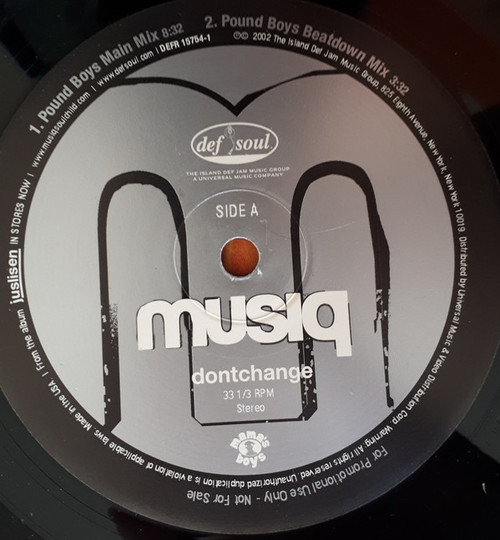 Musiq - Dontchange (The Pound Boys Dance Remixes) - Def Soul - DEFR 15754-1 - 12", Promo 1198571663