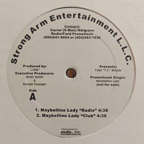 Tyler "T.Y." Woods - Maybelline Lady (12", Single, Promo)