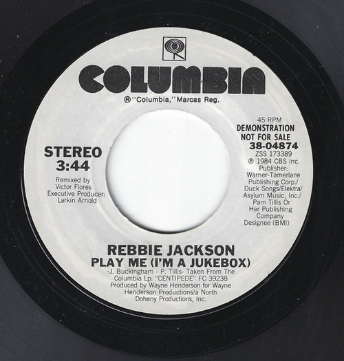 Rebbie Jackson - Play Me (I'm A Jukebox) (7", Single, Promo)