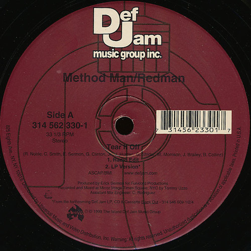 Method Man & Redman - Tear It Off - Def Jam Recordings, Def Jam Music Group Inc. - 314 562 330-1 - 12" 1200986349