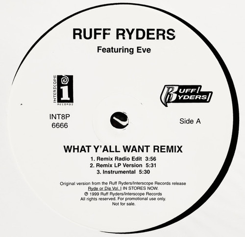 Ruff Ryders - What Y'All Want - Ruff Ryders, Interscope Records - INT8P 6666 - 12", Promo 1200986470