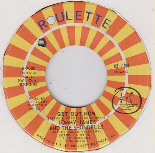 Tommy James And The Shondells* - Get Out Now (7")