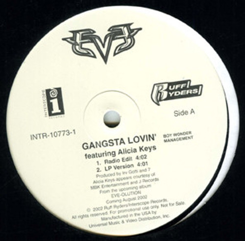 Eve (2) featuring Alicia Keys - Gangsta Lovin' (12", Single, Promo)