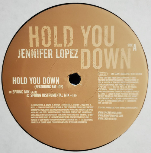 Jennifer Lopez - Hold You Down - Epic, Epic - 55419-S1, EAS 55419 - 12", Promo 1203207286