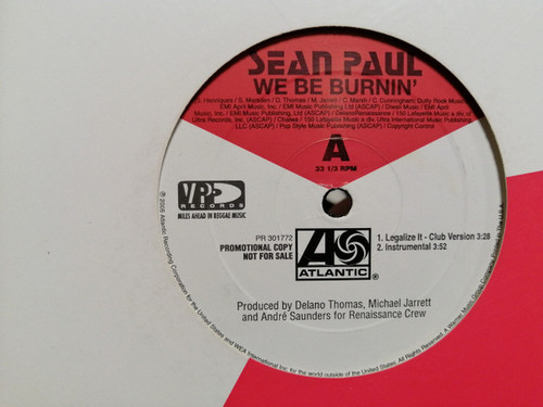 Sean Paul - We Be Burnin' - Atlantic - PR 301772 - 12", Promo 1203302173