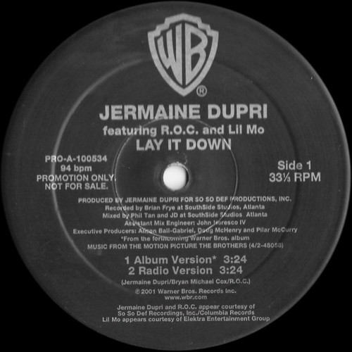 Jermaine Dupri Featuring R.O.C. And Lil Mo* - Lay It Down (12", Promo)