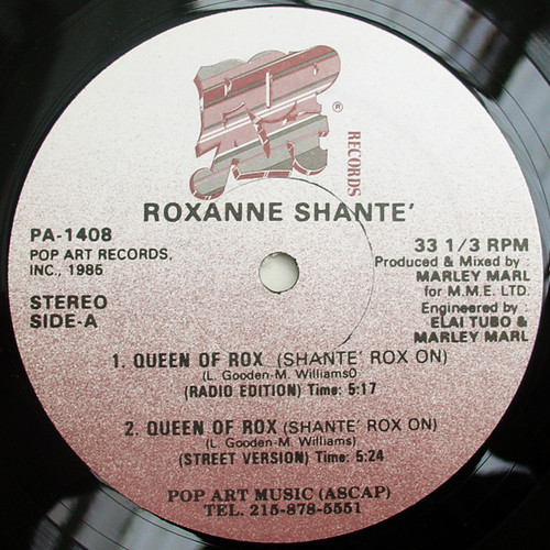 Roxanne Shanté - Queen Of Rox (Shante' Rox On) - Pop Art Records - PA-1408 - 12" 1204272763