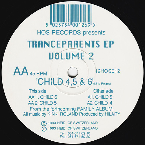 Tranceparents - Tranceparents EP Volume 2 - Heidi Of Switzerland - 12HOS012 - 12", EP 1204546230