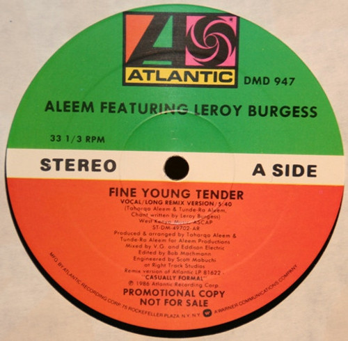 Aleem Featuring Leroy Burgess - Fine Young Tender (12", Promo)